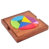 Casse-Tête en bois : Le Tangram Rond (boîte et tangram)