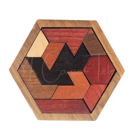 Casse-Tête en bois : Le Tangram Hexagonal