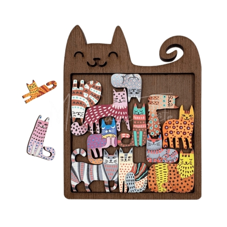 Casse-Tête En Bois : Les Chats Arc-En-Ciel - Mr Casse-Tête