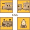 Puzzle 3D en bois - Locomotive et wagon - Détails - Mr Casse-Tête
