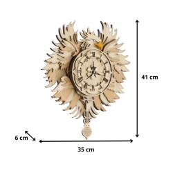 Puzzle 3D En Bois : L'Aigle Horloge - Dimensions - Mr Casse-Tête