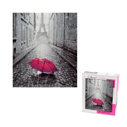 Grand Puzzle De 1000 Pièces : Paris Au Parapluie Rose (En Noir Et Blanc) - Mr Casse-Tête