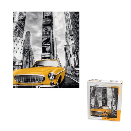 Grand Puzzle De 1000 Pièces : Le Taxi Jaune De Times Square (En Noir Et Blanc) - Mr Casse-Tête
