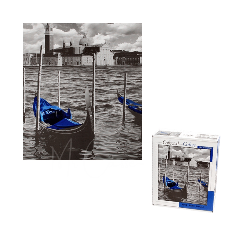 Grand Puzzle De 1000 Pièces : La Gondole Bleue de Venise (En Noir Et Blanc) - Mr Casse-Tête