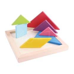 Casse-Tête En Bois : Le Tangram Multicolore - Vue 2 - Mr Casse-Tête