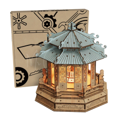 Puzzle 3D en bois assemblé de la Lanterne Impériale Chinoise et son carton de rangement - Mr Casse-Tête