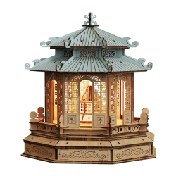 Vue de face du puzzle 3D en bois assemblé de la Lanterne Impériale Chinoise - Mr Casse-Tête