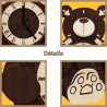 4 vues différentes du puzzle 3D en bois L'Ourson Horloge : l'horloge, la tête, une main, un pied