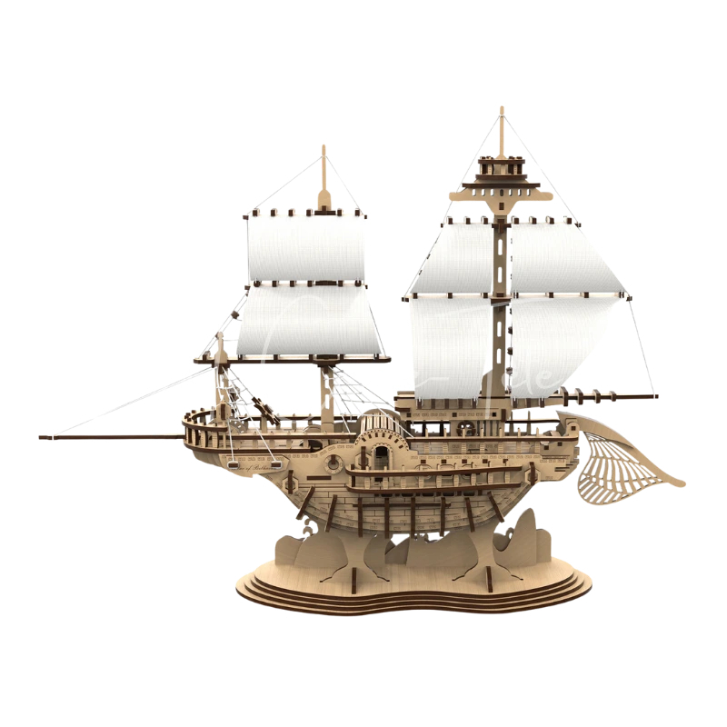 Vue de côté du puzzle 3D en bois du navire l'Étoile de Belhaven - Proposé par Mr Casse-Tête