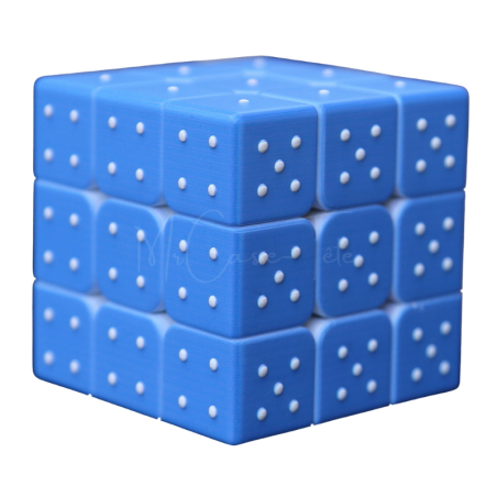 Faces en biais des 4 et 5 du cube mécanique bleu pour déficient visuel - Mr Casse-Tête