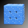 Face des 3 du cube mécanique, bleu sur fond noir dégradé, pour déficient visuel - Mr Casse-Tête
